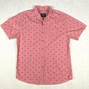 CARBON Men’s Size XL Pink Toucan AOP Resort Beach Hawaiian Aloha Camp Shirt